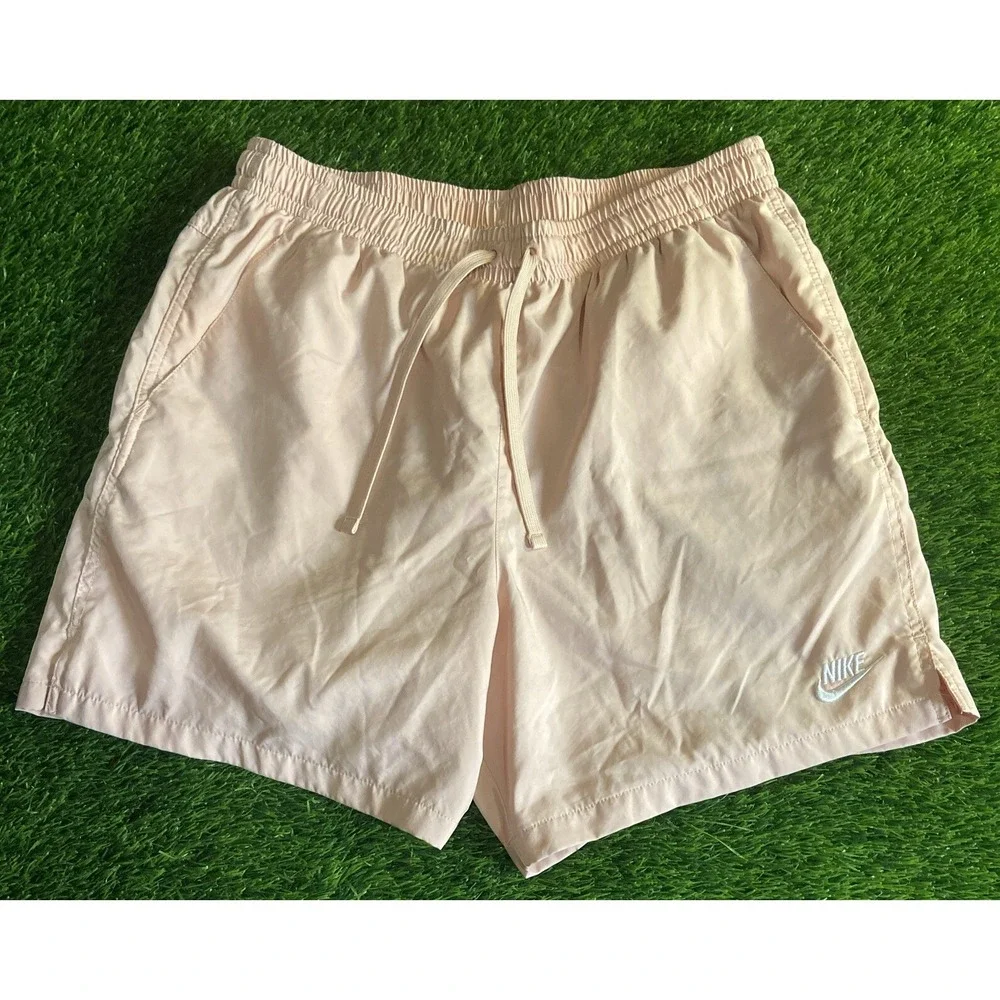 Nike Sportswear Pink Salmon Woven Flow Shorts Swim Mens Size Large EUC
